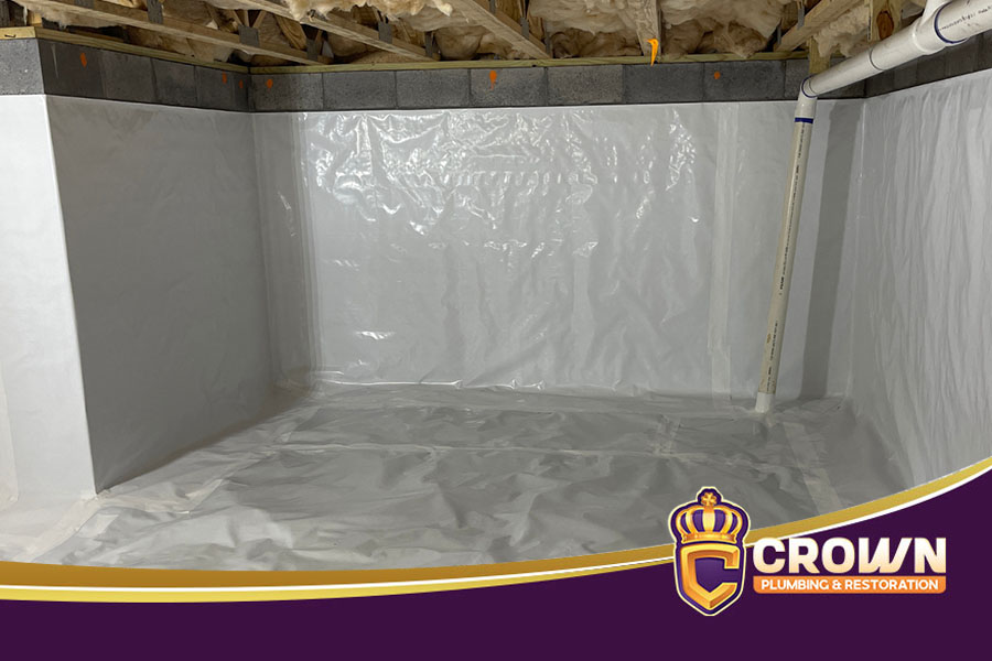 Water damage restoration in progress